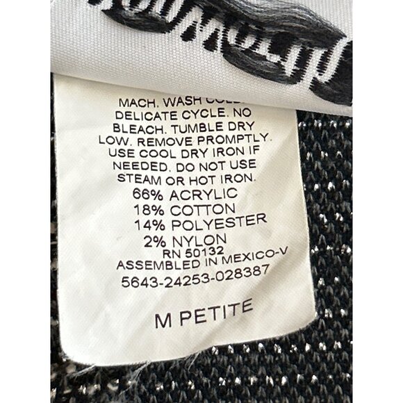 BonWorth Womens M Petite Black & Gray Button-Up Cardigan Sweater - Picture 5 of 8